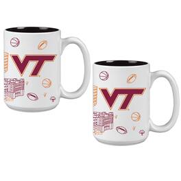 Indigo Falls - Virginia Tech Hokies 15oz. Campus Line Art Coffee Mug Two-Pack - Multicolor