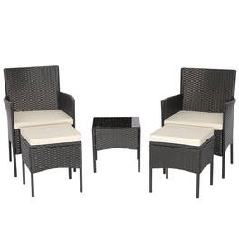 Kadyn - 4 Pcs Patio Conversation Set, Patio Conversation Sets Cushions with Soft Cushions and Tempered Glass Tabletop - White