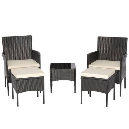 Front. Kadyn - 4 Pcs Patio Conversation Set, Patio Conversation Sets Cushions with Soft Cushions and Tempered Glass Tabletop - White.