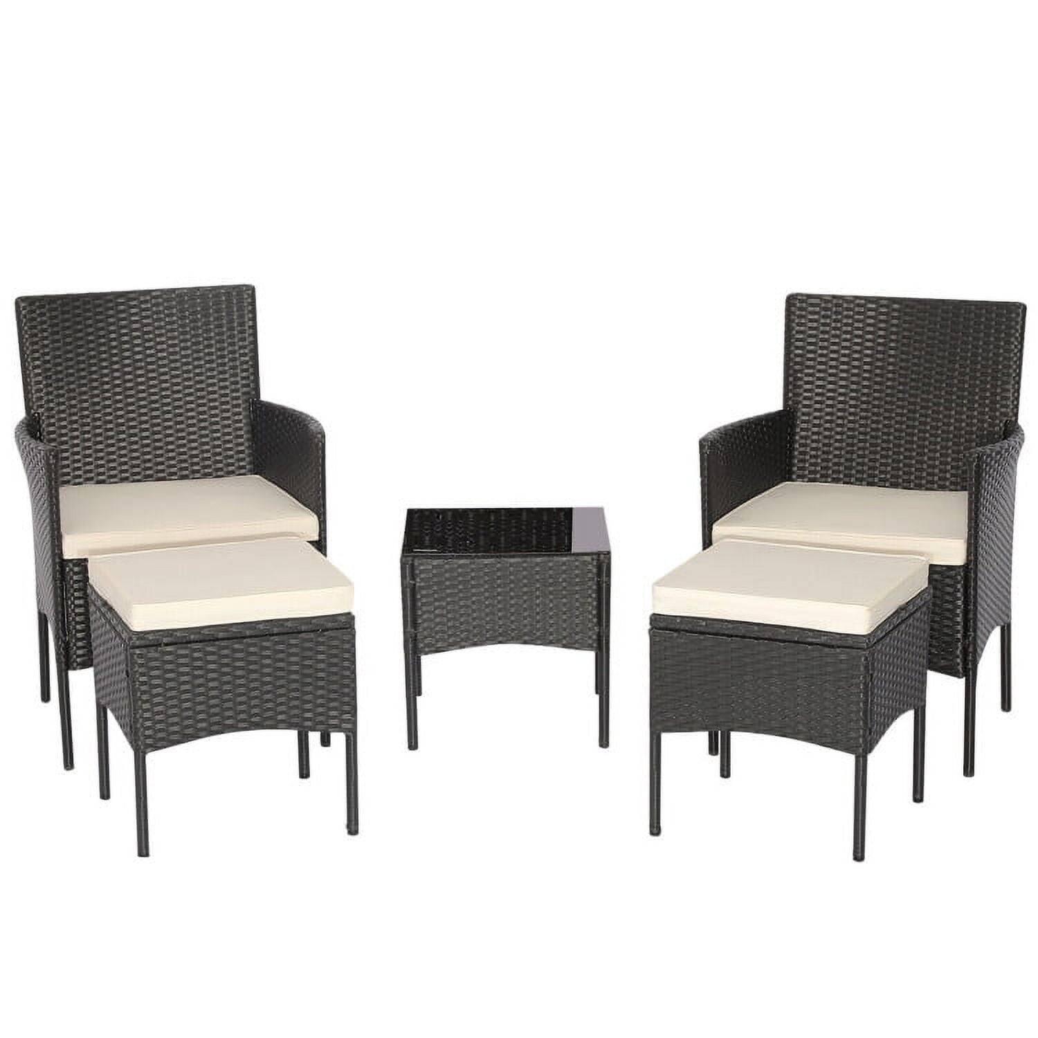 Front. Kadyn - 4 Pcs Patio Conversation Set, Patio Conversation Sets Cushions with Soft Cushions and Tempered Glass Tabletop - White.