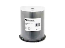Verbatim - 700MB 52X CD-R Inkjet Printable 100 Packs Spindle Media Model 95256 - Silver