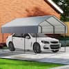 Front. Essen Blissed - 10'x15' Heavy Duty Metal Carport, Outdoor Garage Car Shelter Shade , Galvanized Metal Roof for Car and Boats, Grey.