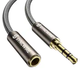 Syncwire - Headphone Extension Cable (6.5ft/2m, Hi-Fi Sound), TRS Nylon-Braided 3.5mm Male to Female Audio Extension Cord - Gold Brown