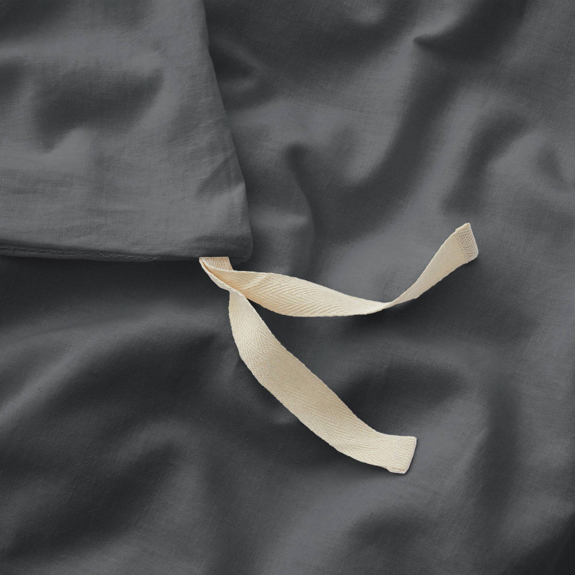 Back. Peace Nest - Peace Nest Linen Cotton Blend Duvet Cover Set, Dark Gray, Twin - Dark Gray.