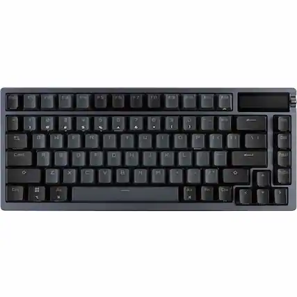 Front. ASUS - Azoth Ergonomic Bluetooth Mechanical Gaming Keyboard with OLED Display - Black.