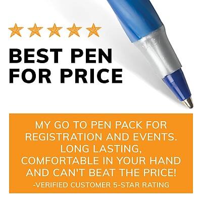 BEST PEN FOR PRICE

MY GO TO PEN PACK FOR REGISTRATION AND EVENTS. LONG LASTING, COMFORTABLE IN YOUR HAND AND CAN'T BEAT THE PRICE! -VERIFIED CUSTOMER 5-STAR RATING