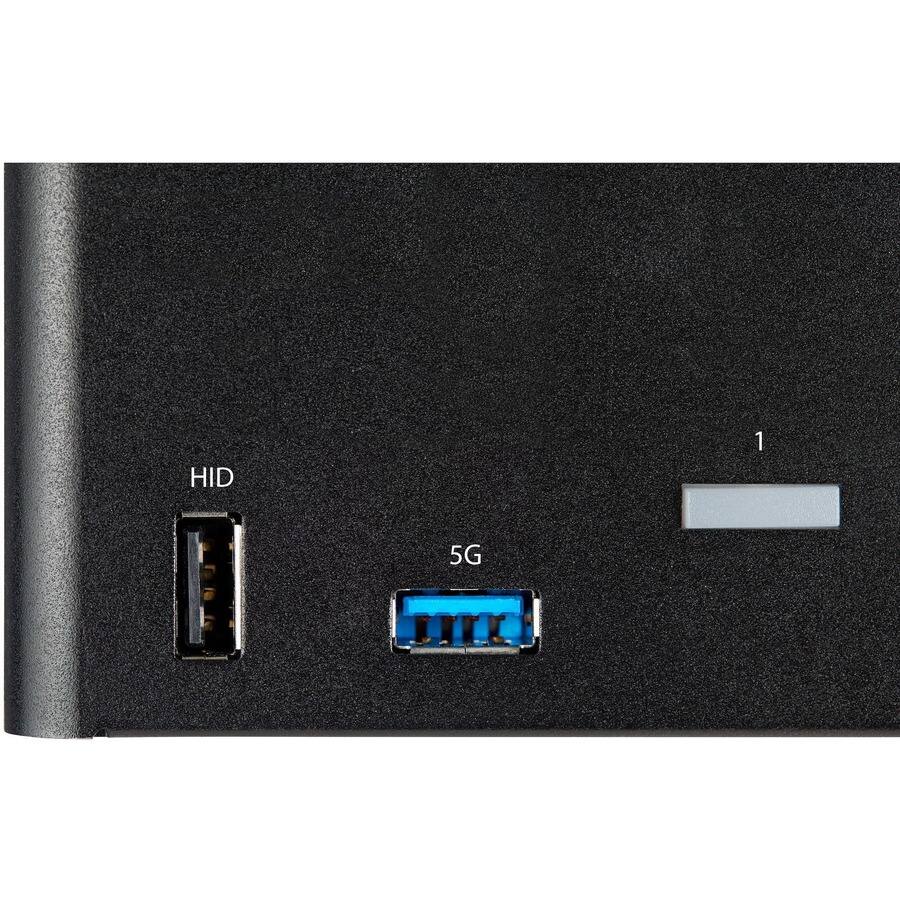 Alt View 3. Startech - 2 Port Triple Monitor DisplayPort KVM Switch 4K 60Hz UHD HDR - Black.