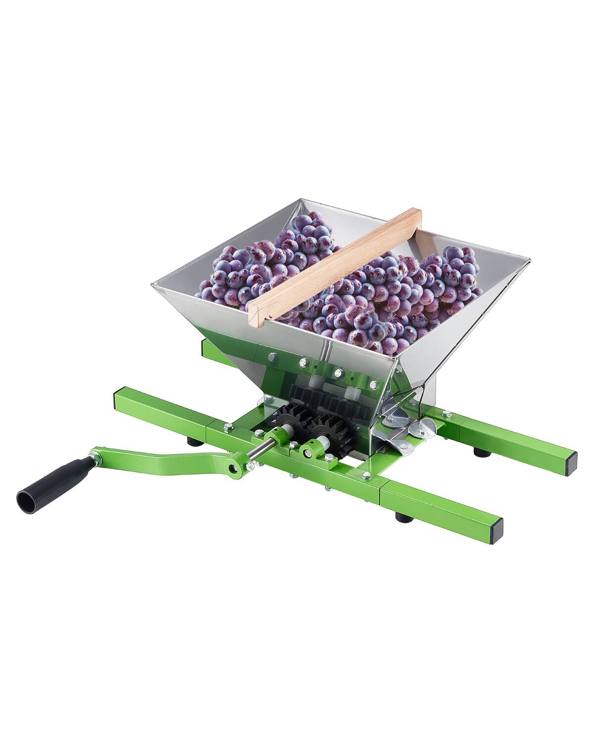 VEVOR - 1.8 Gal/7L Fruit and Apple Crusher, Large Manual Grinder, Stainless Steel Fruit Scratter Pulper - Green