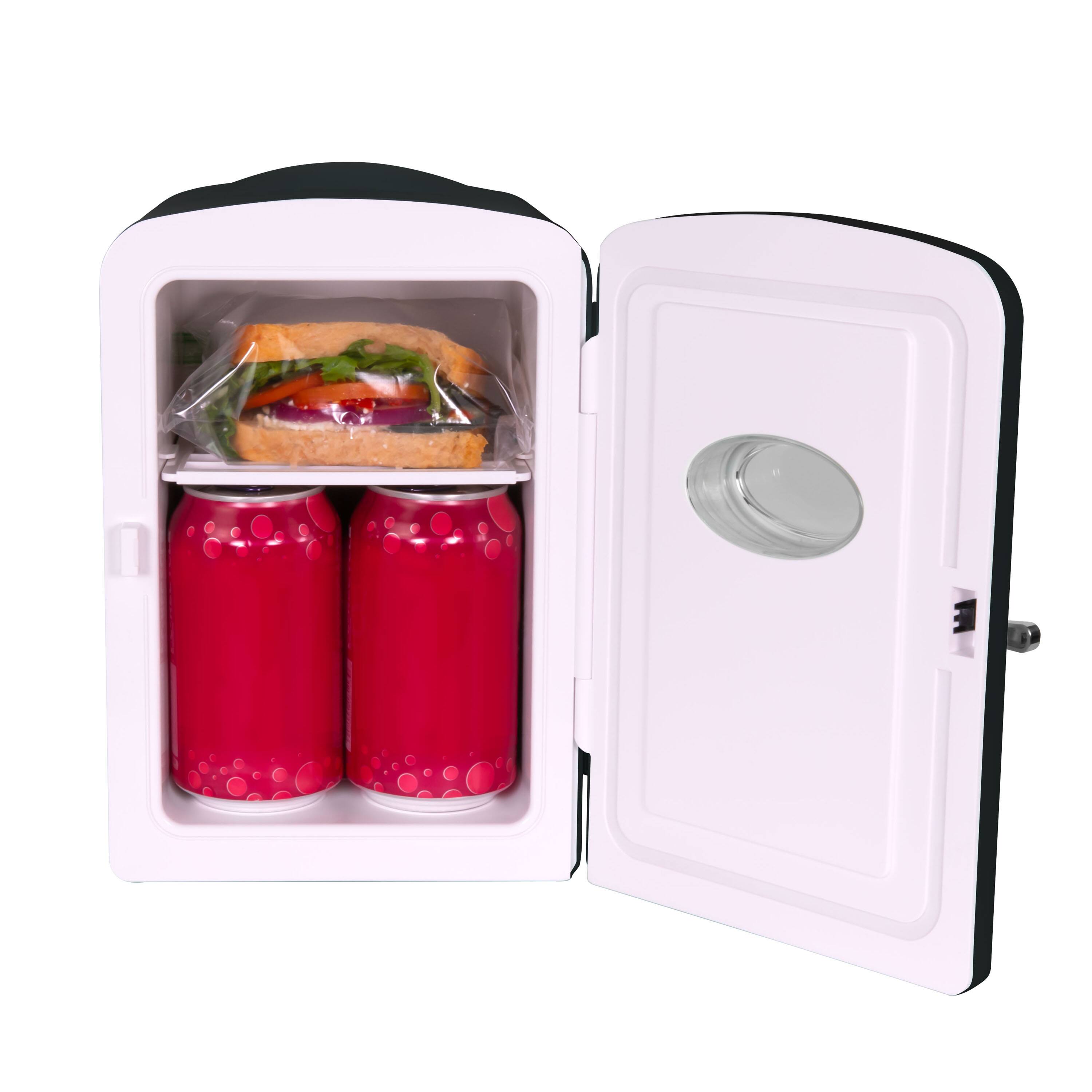 Alt View 1. Nostalgia - Retro 6-Can Display Fridge & Heater - Black.
