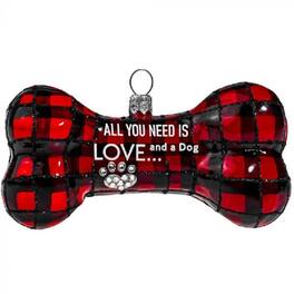 Joy to the World Collectibles - Joy to the World All You Need is Love and a Dog Bone Polish Glass Christmas Ornament - Multicolor