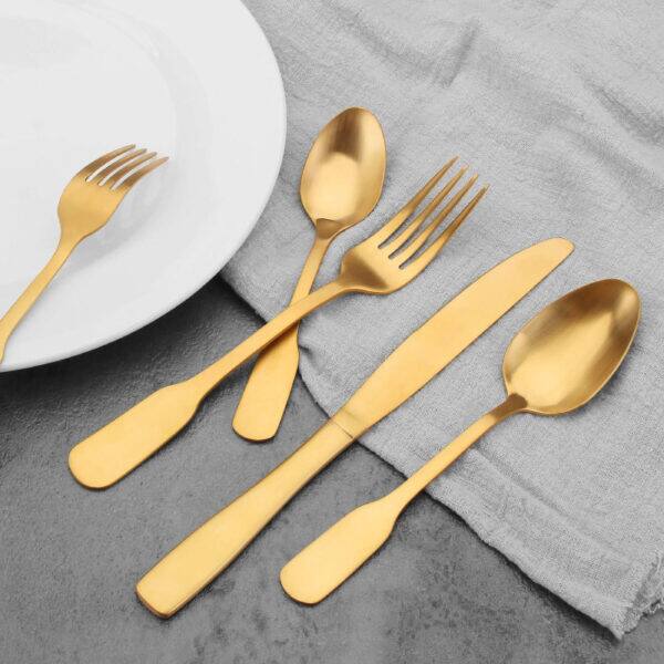 Alt View 2. Furno Fusion - Matte Gold Flatware Eating Utensils - Matte Gold.