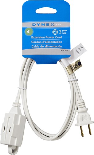  Dynex™ - 4' 3-Outlet Extension Power Cord - White