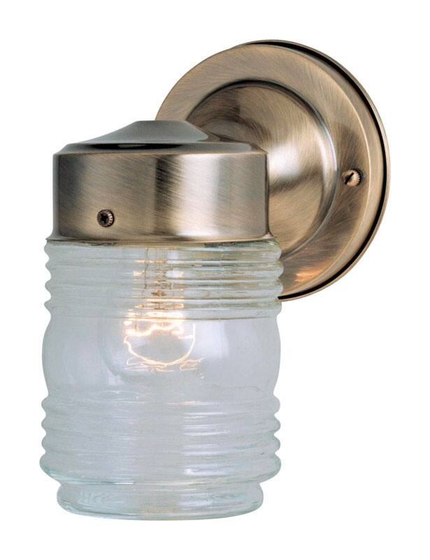 Angle. Westinghouse - Westinghouse 1-Light Antique Brass Clear Wall Sconce.