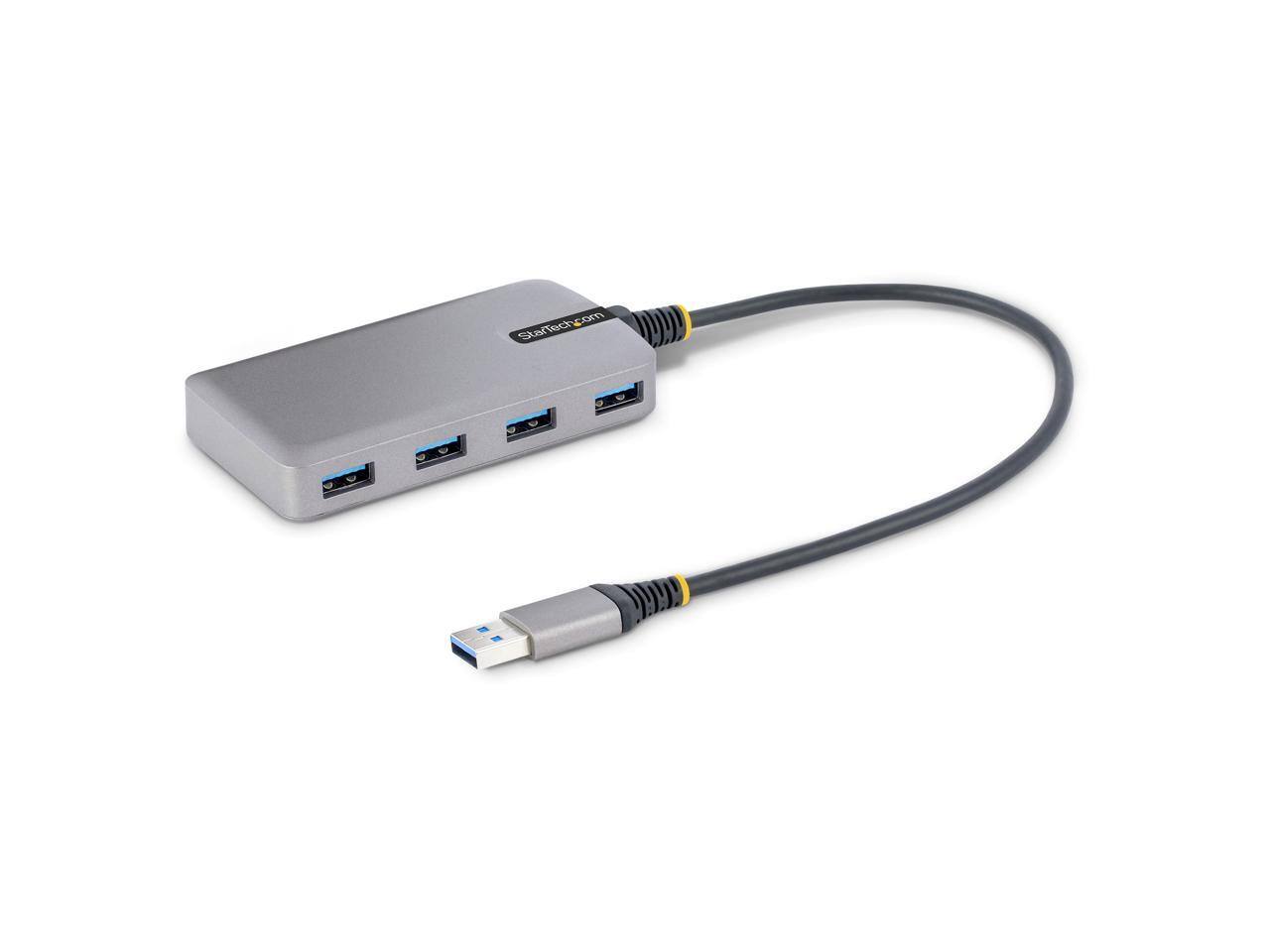 Front. Startech - StarTech.com 4-Port USB 3.0 Hub, 5Gbps, Bus Powered, 1ft Cable, USB-A to 4x USB-A, Portable Desktop/Laptop Expansion Hub.