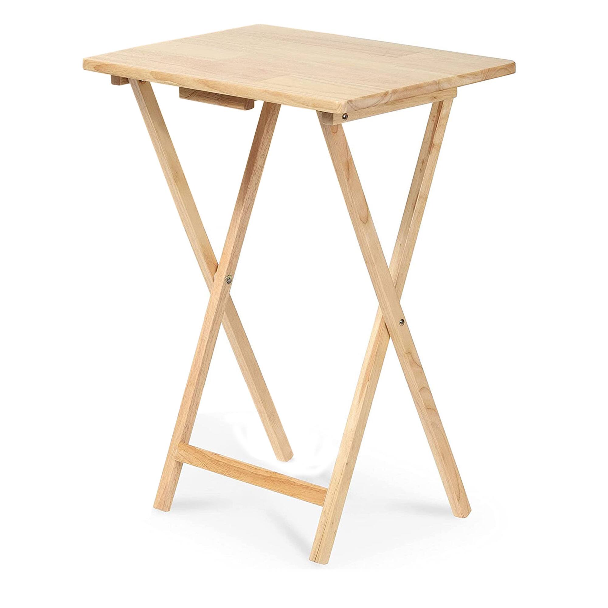 Alt View 7. PJ Wood - PJ Wood Folding Portable TV Snack Tray Table with Natural Finish, 2 Piece Set - Beige.