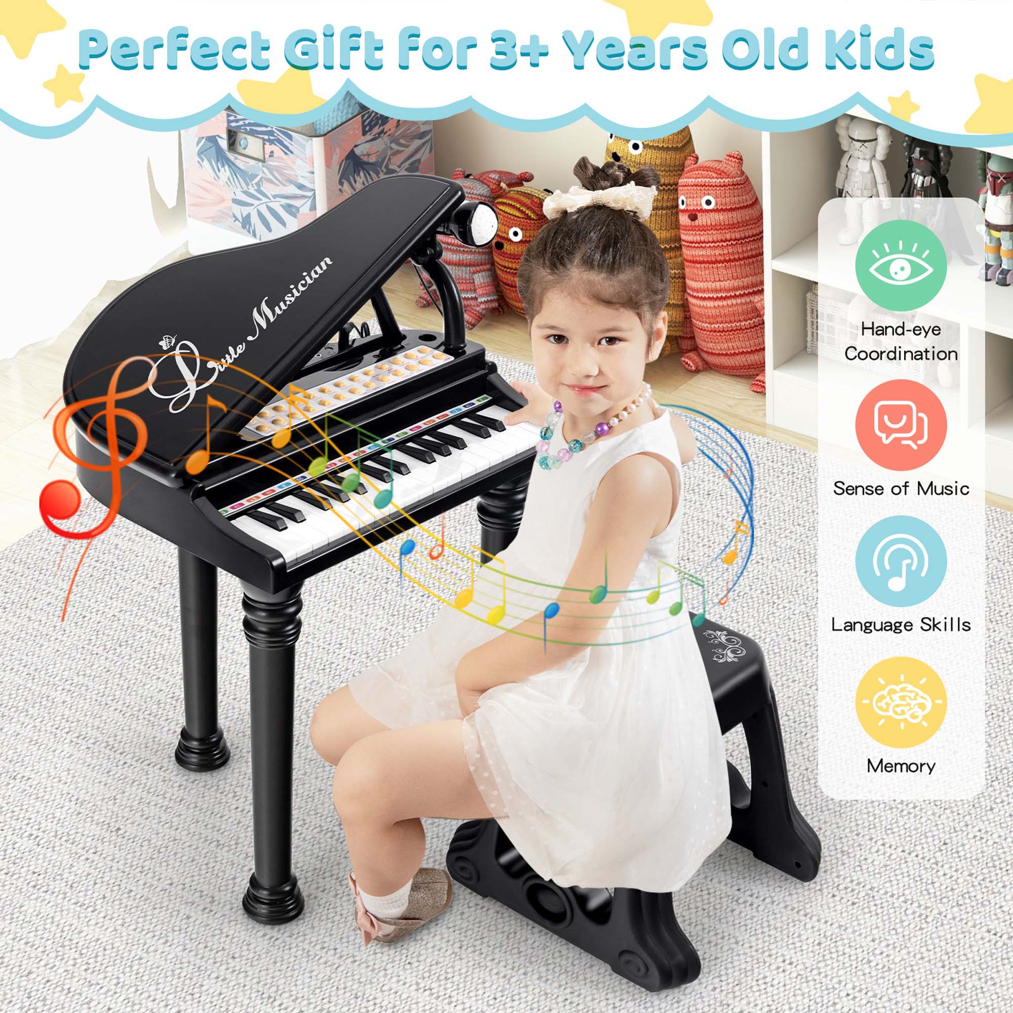 Perfect Gift for 3+ Years Old Kids

- Hand-eye Coordination
- Sense of Music
- Language Skills
- Memory