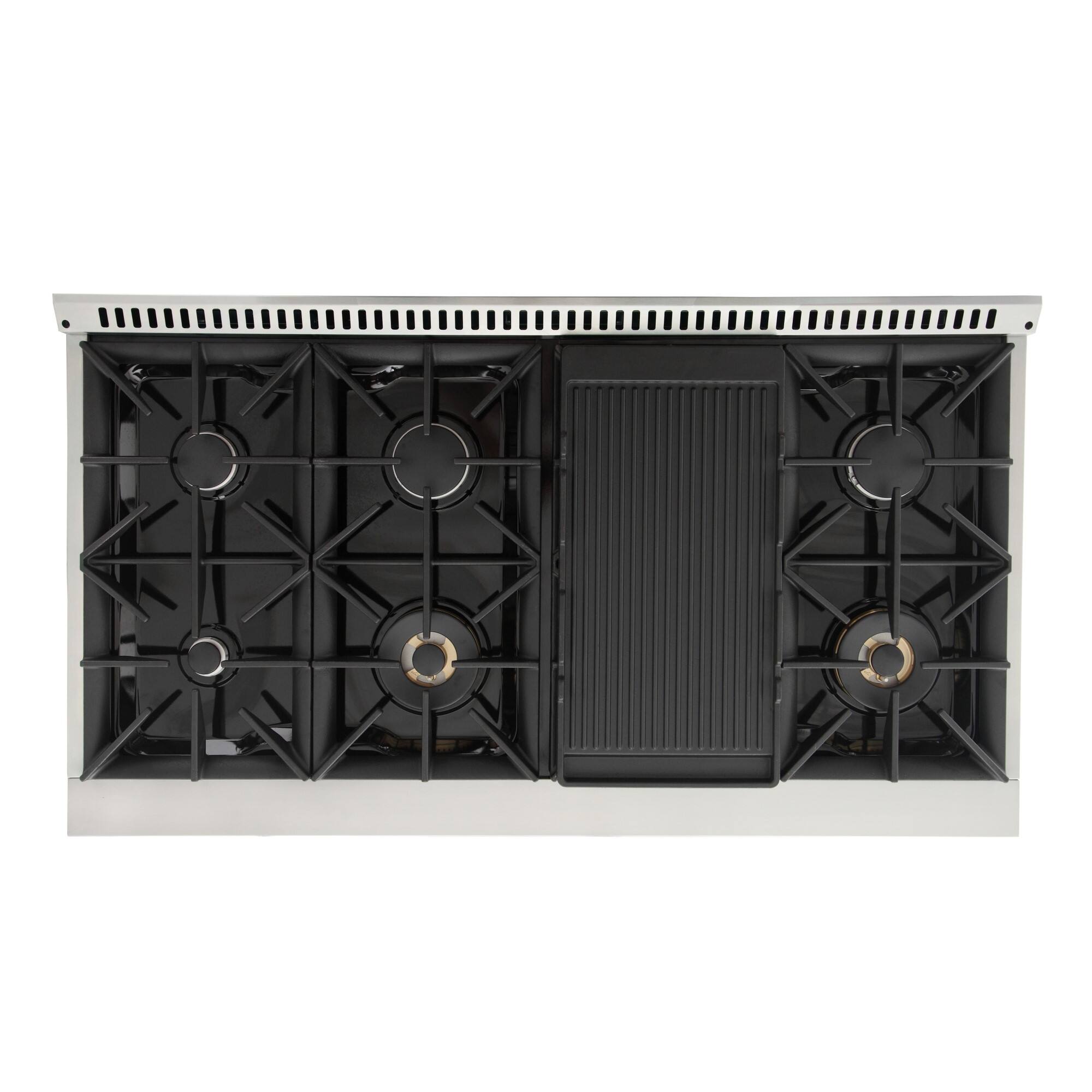 Alt View 7. Kucht - 48" Dual Fuel Range for NG, SS/Silver Doors, Sealed Burners, Griddle, 2 Ovens (1 Convection) - Stainless Steel.