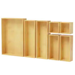 Tooloton - Bamboo Drawer Organizer Set, 7-Piece Wooden Trays for Kitchen, Bathroom, Office and Makeup Storage - Natural