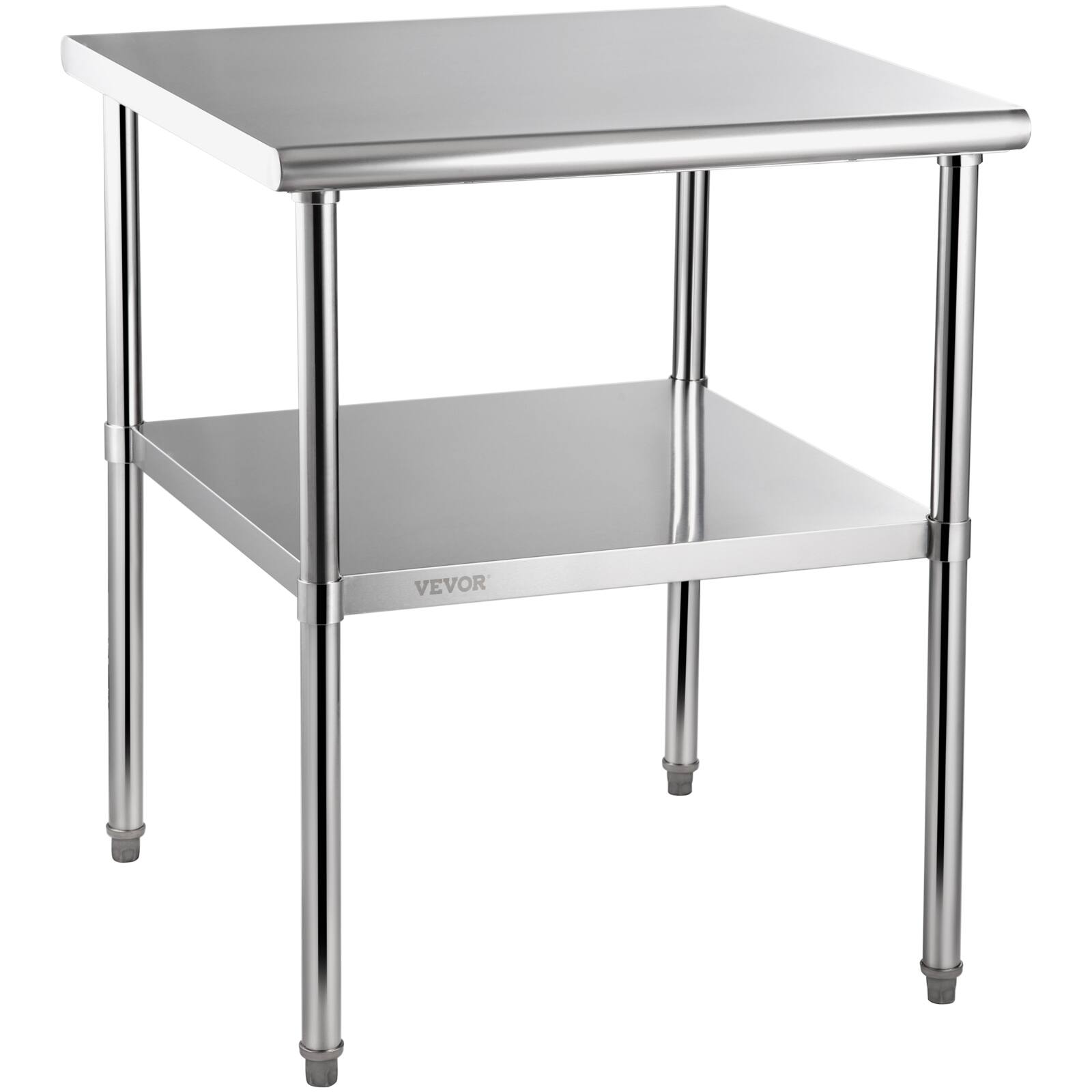 Alt View 5. VEVOR - Stainless Steel Prep Table,30 x 30 x 36 Inch, 800lbs Load Capacity Heavy Duty Metal Worktable with Adjustable Undershelf - Silver.