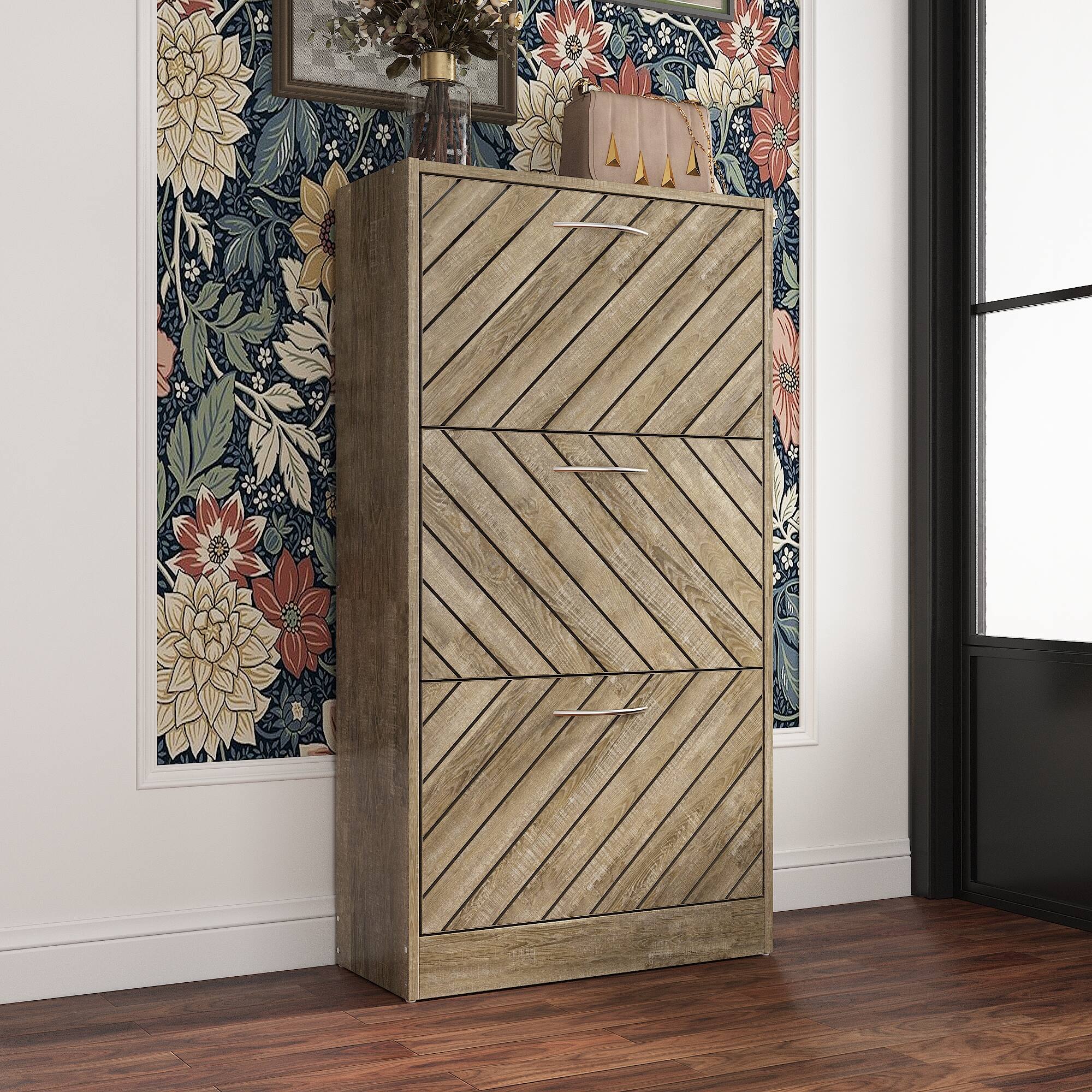 Alt View 9. Famapy - Famapy Shoe Cabinet Flip - Down Racks Rustic Style Multi - Tiered Storage - Wooden.