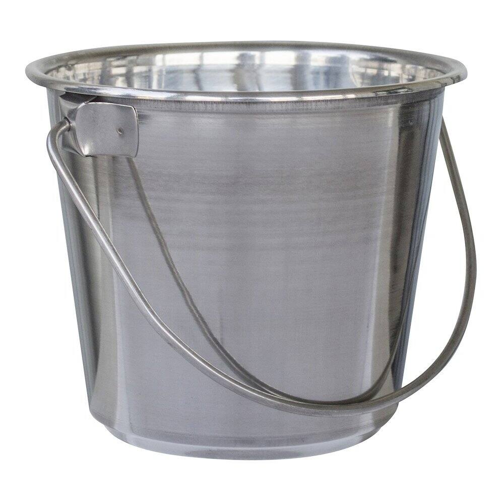 Left. AmeriHome - Medium Stainless Steel Bucket Set - 3 Piece - Silver.
