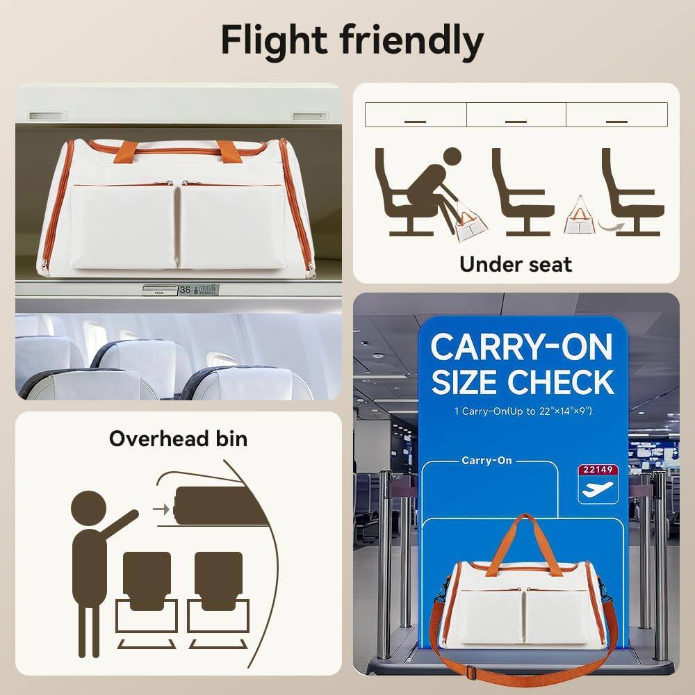 Flight friendly

Under seat

Overhead bin

CARRY-ON SIZE CHECK

1 Carry-On (Up to 22"x14"x9")

22149