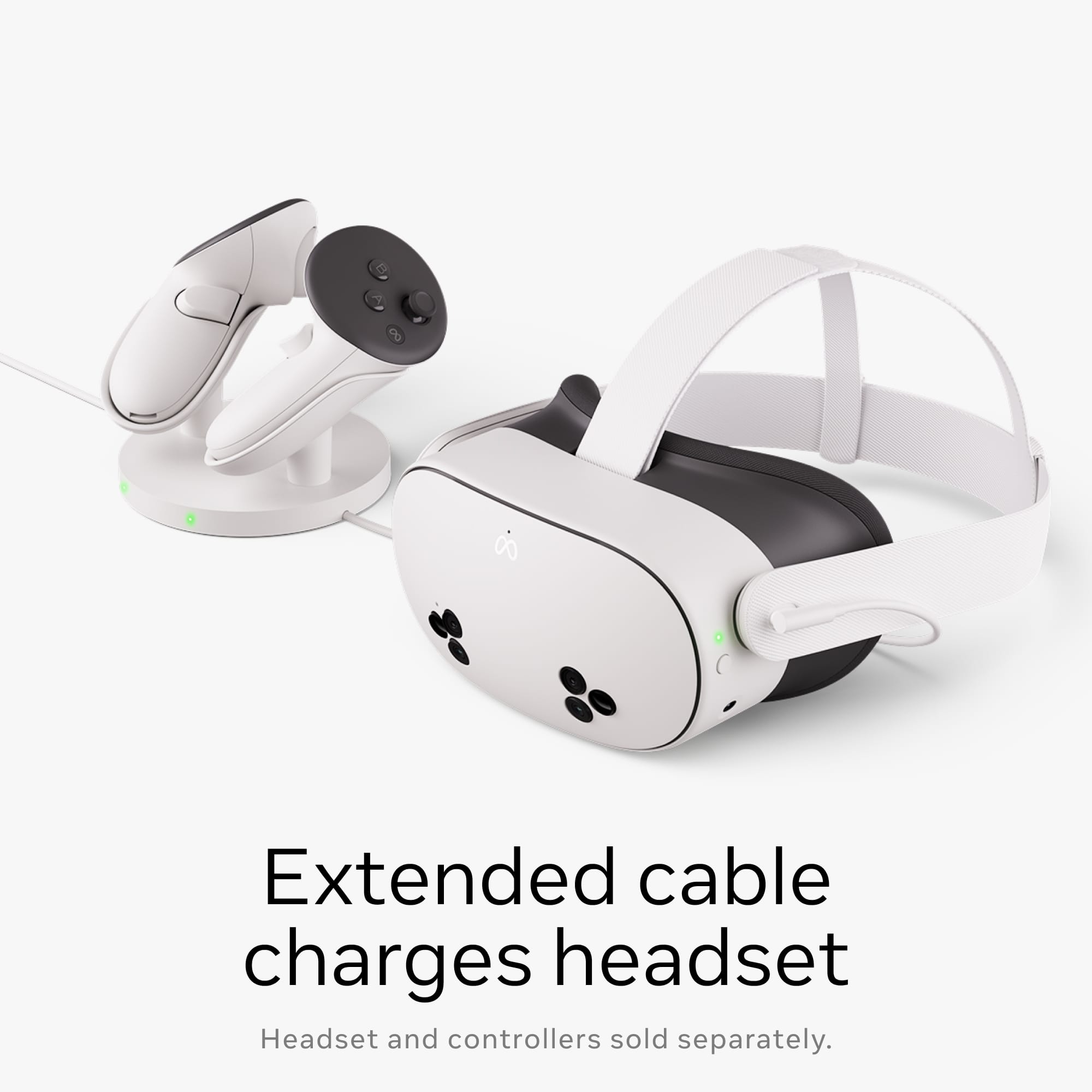 The extended cable charges headset and controllers, which are sold separately.