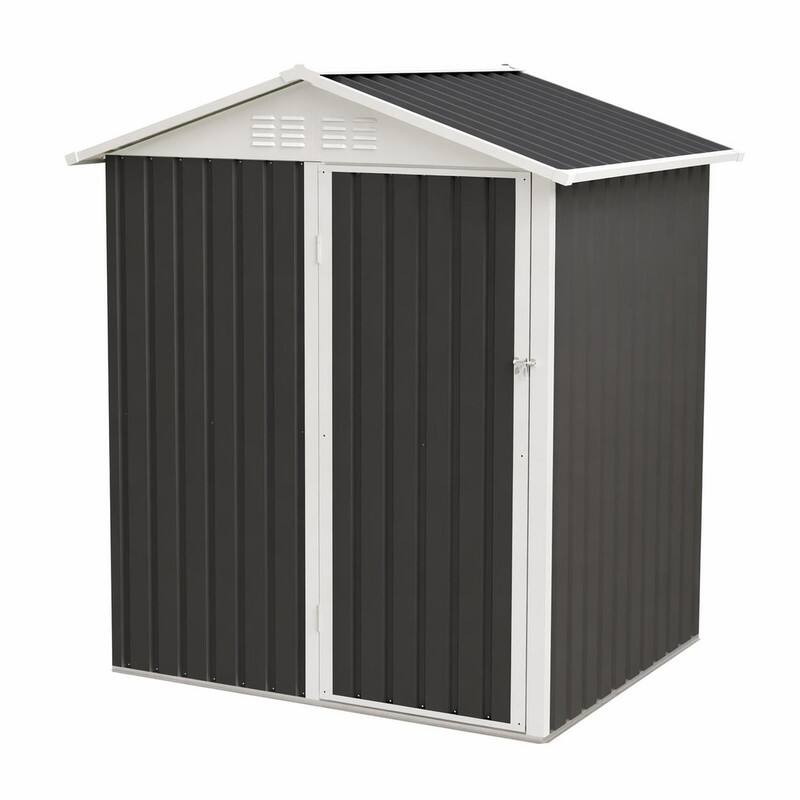 RYHNUYNE - 5.4x4.24 FT Outdoor Garden Storage Shed,Heavy Duty Metal Frame Weather Resistant Tool Shed for Patio - Gray