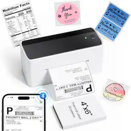 Phomemo - PM241BT Bluetooth Thermal label printer thermal 4x6 Printer for Small Business Labels Printers - Black and White