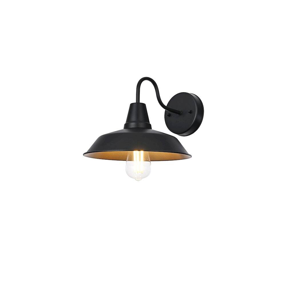 Left. Elegant Lighting - Tinsley 13 inch Outdoor Wall sconce in Black - Black And Clear.