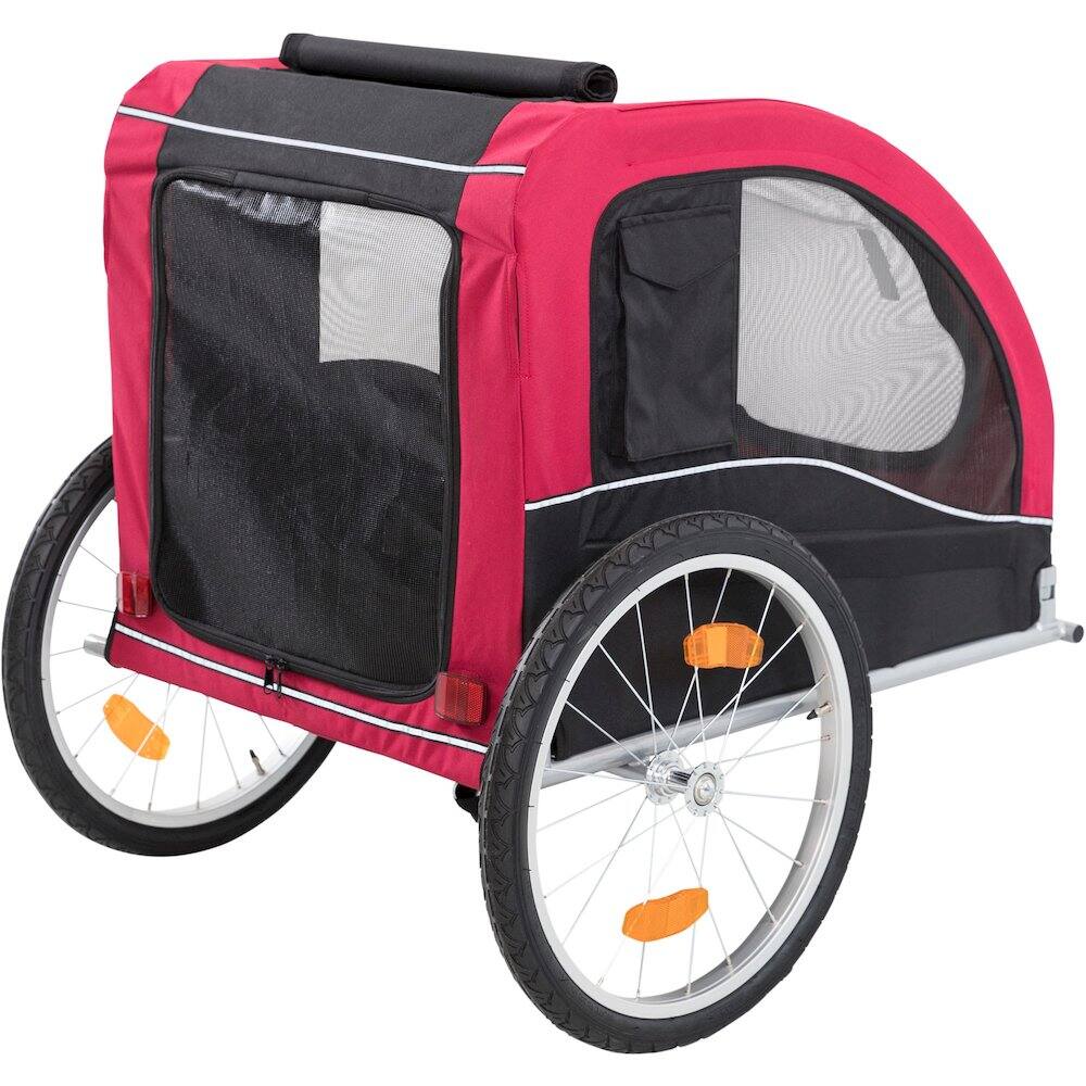 Back. TRIXIE - Foldable 2-in-1 Bicycle Trailer for Dogs with Windows, Black & Red - Black/Red.