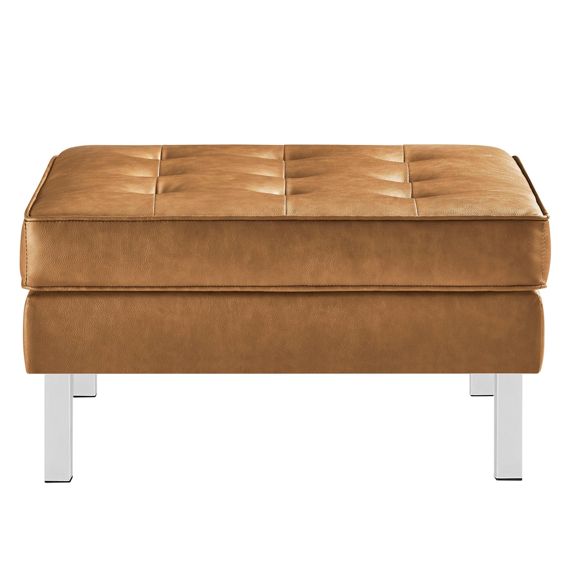 Alt View 2. Modway - Loft Tufted Vegan Leather Ottoman by Modway - EEI-3394-SLV-TAN.