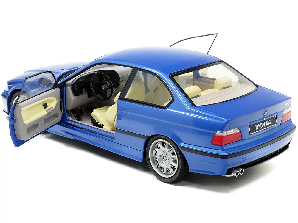 Alt View 4. Solido - 1994 BMW E36 M3 Blue Estoril Metallic 1/18 Diecast Model Car by Solido.