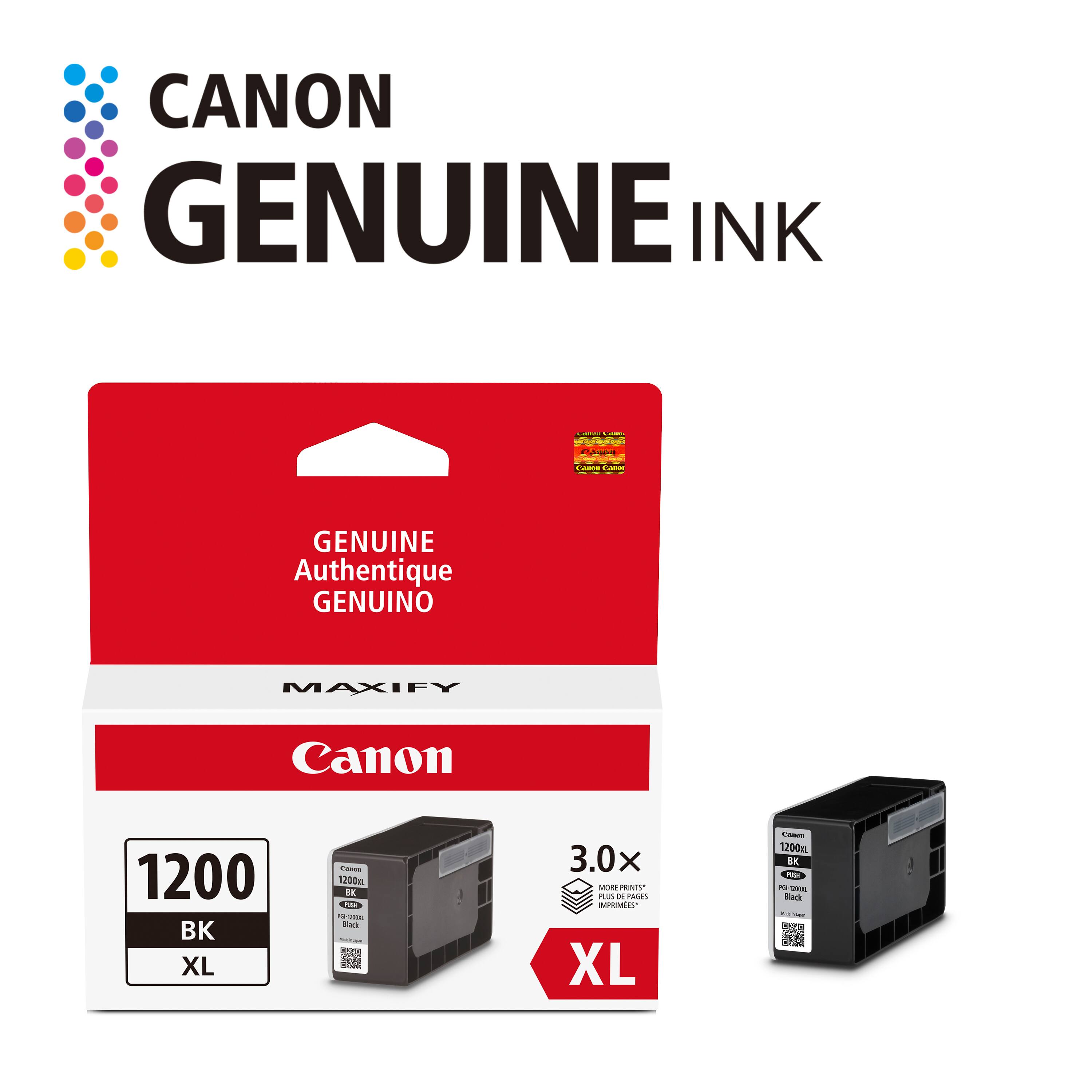 CANON GENUINE INK  
GENUINE Authentique GENUINO  
MAXIFY Canon 1200 BK XL  
3.0x  
Canon 1200x BK