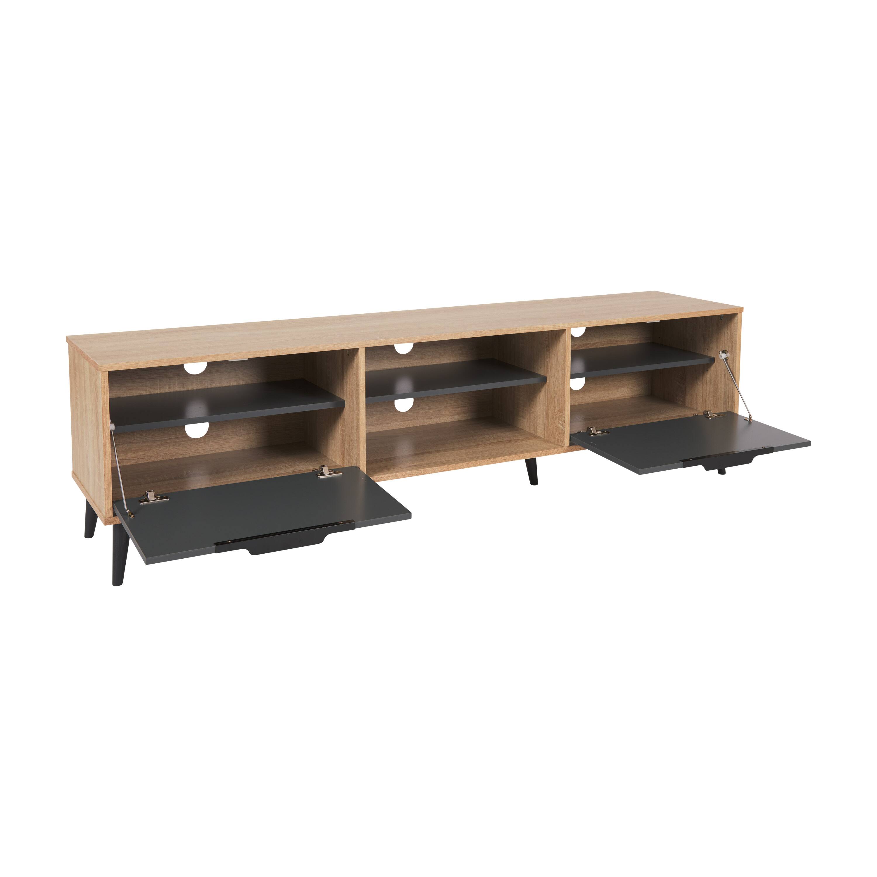 Left. CorLiving - Cole Collection TV Stand with Cabinets for Most TVs up to 85" - Light Wood.