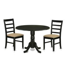 East West Furniture - DLPF3-BLK-C 3 Pc Dining room set-Dining Table and 2 Dining Chairs - Black