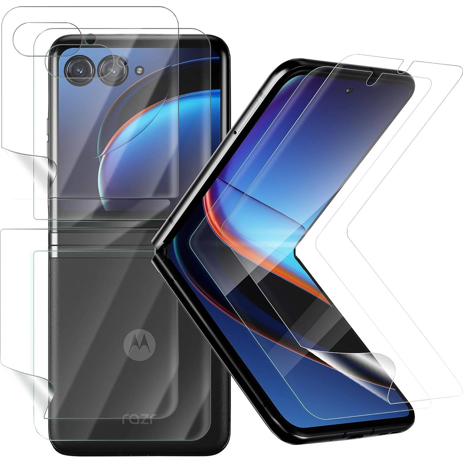 Angle. SaharaCase - Full Body Flexon Film Screen Protector for Motorola Razr+ (2023) (2-Pack) - Clear.