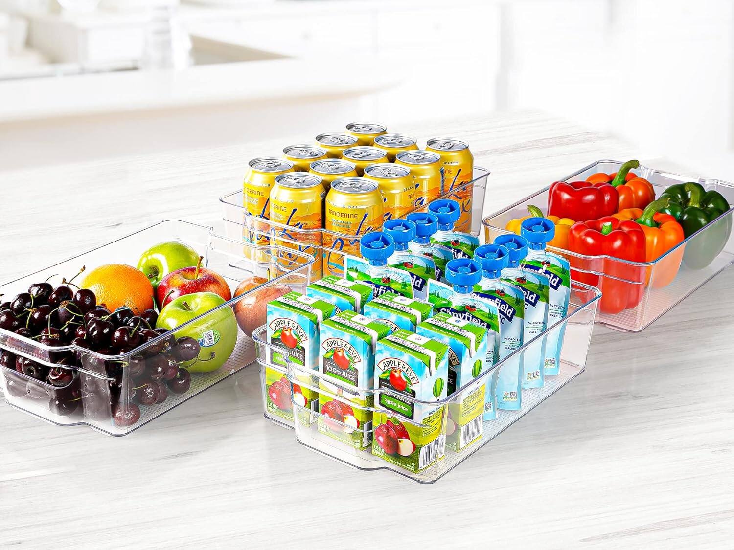 Zulay Kitchen 4 Pack Refrigerator Organizer Bins XL Fridge