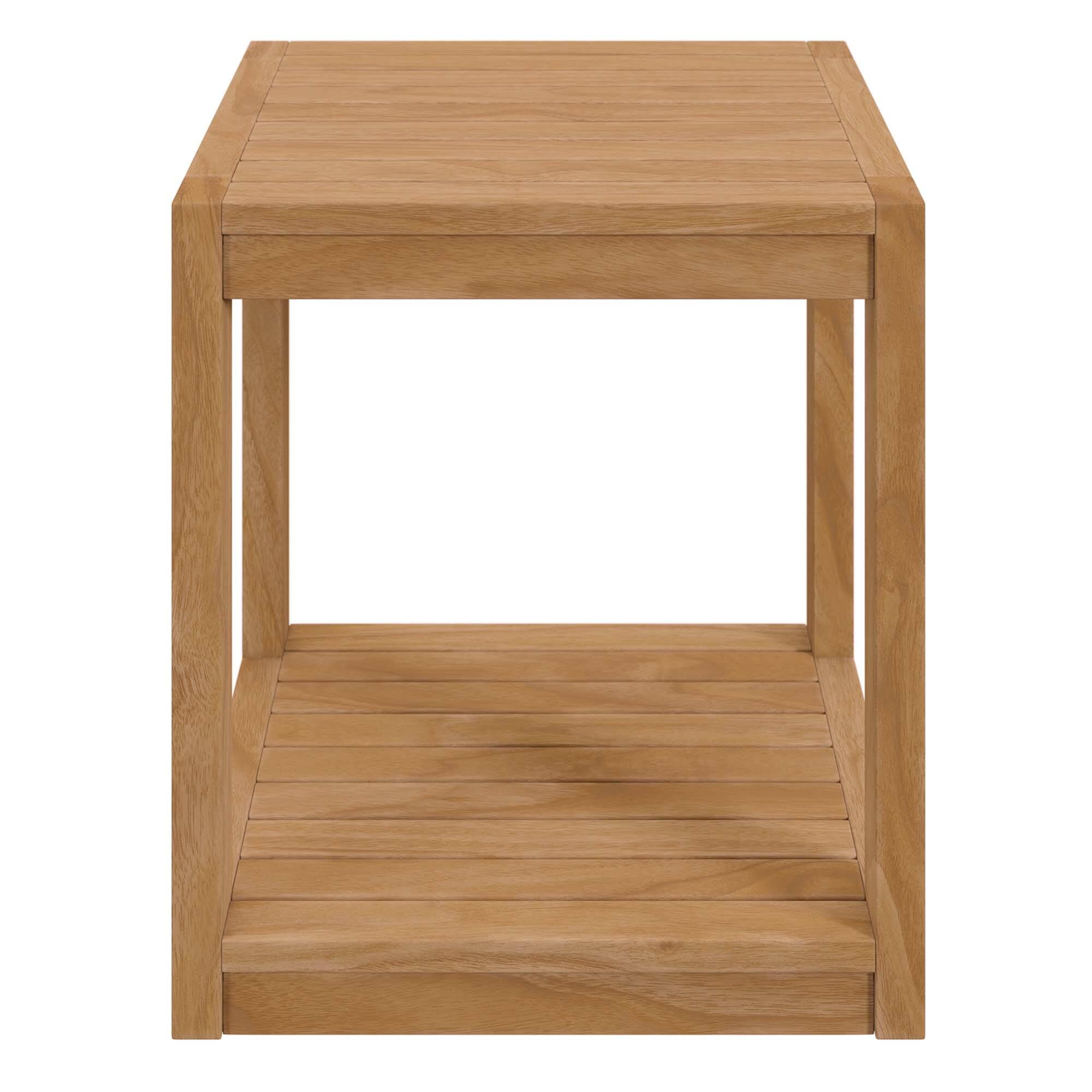 Alt View 2. Modway - Carlsbad Teak Wood Outdoor Patio Side Table by Modway - Natural.