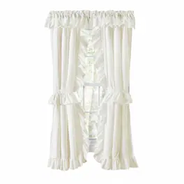 Ellis Curtain - ELLIS Polyester-Cotton Classic Wide Solid Color Perma Press Ruffled Priscilla W/Ties 84" x 54" - Natural