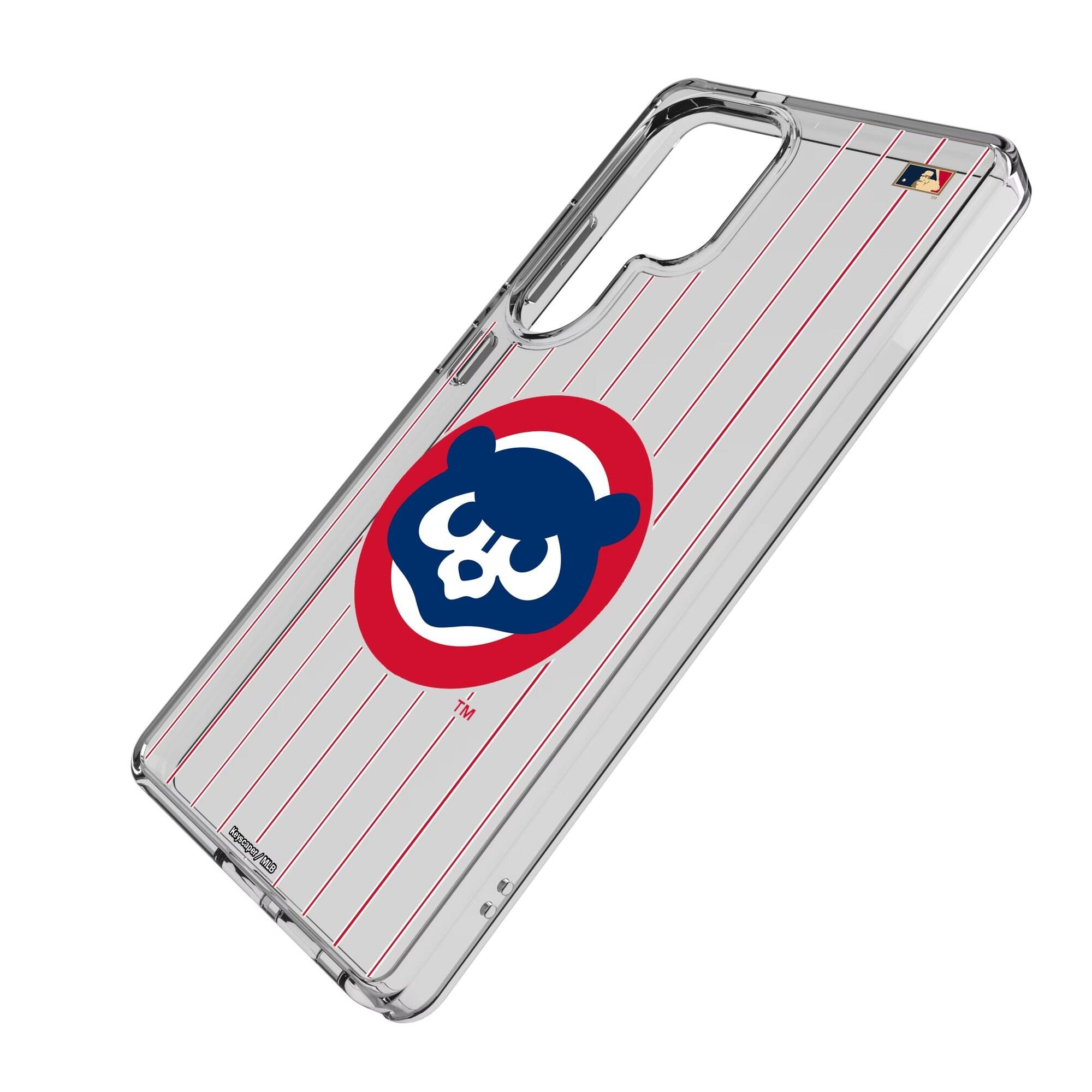 Alt View 1. Keyscaper - Chicago Cubs 1979-1998 Cooperstown Pinstripe Galaxy Clear Case - S25 Ultra - Multicolor.