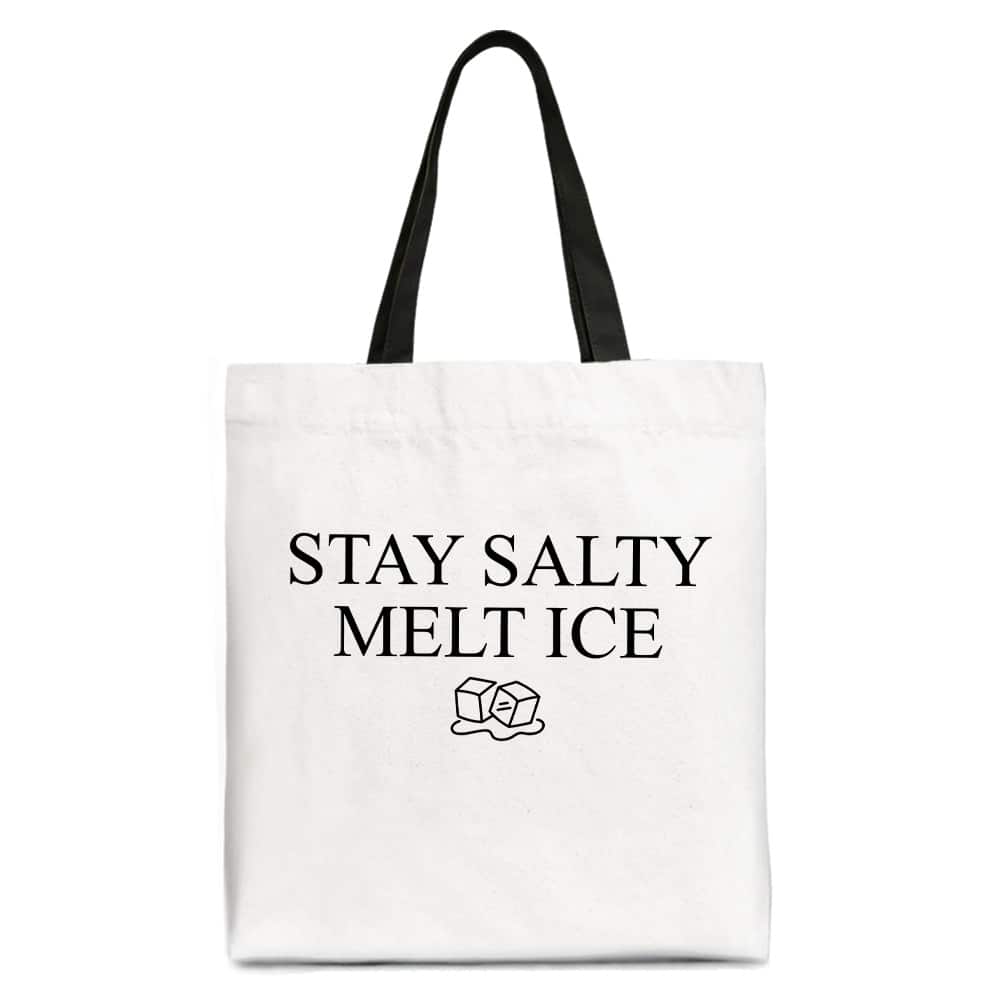 OrnamentallyYou - Stay Salty Melt Ice Canvas Tote Bag - White Black