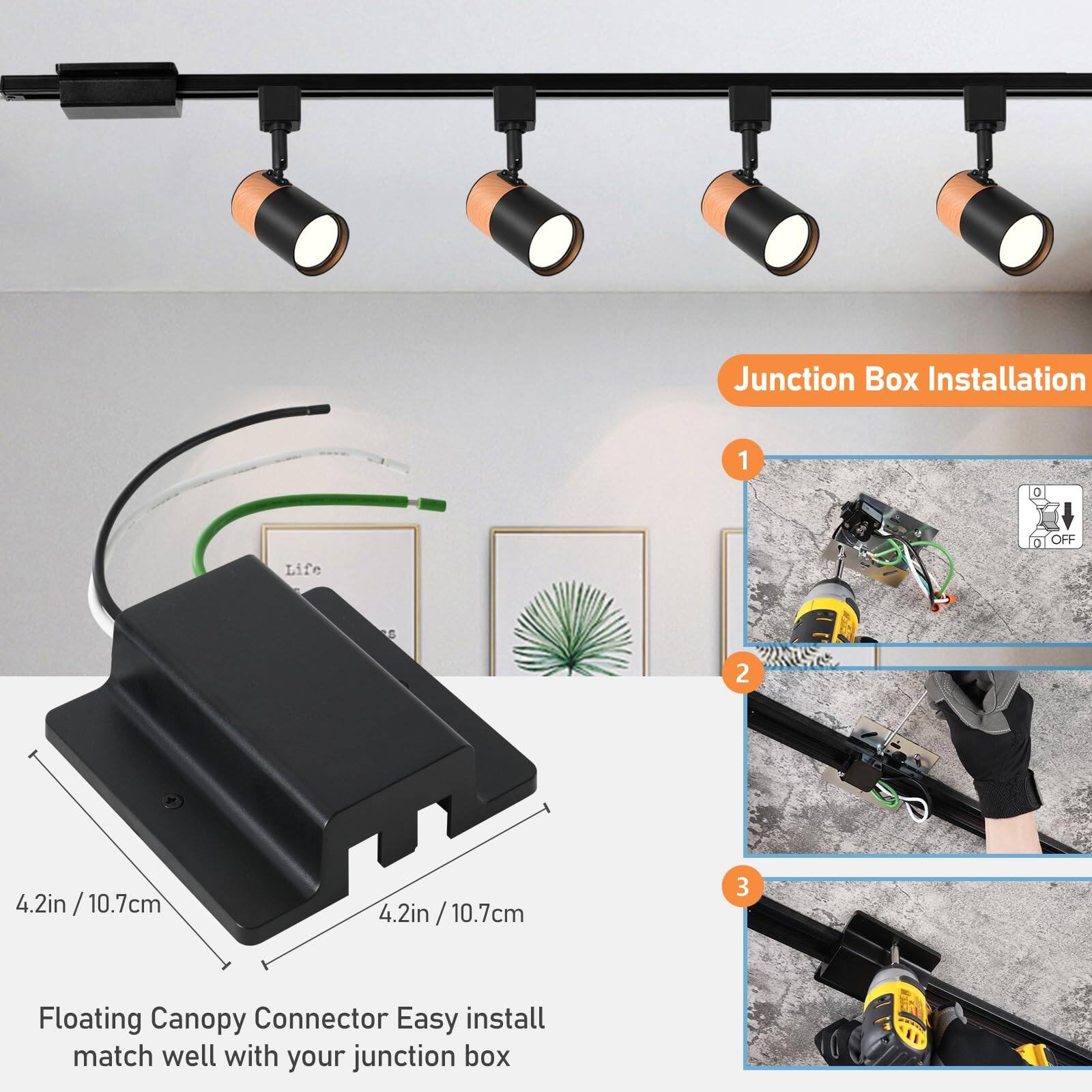 Junction Box Installation

1. Life
2. 4.2in / 10.7cm
3. Floating Canopy Connector

Easy install match well with your junction box

4.2in / 10.7cm
4.2in / 10.7cm