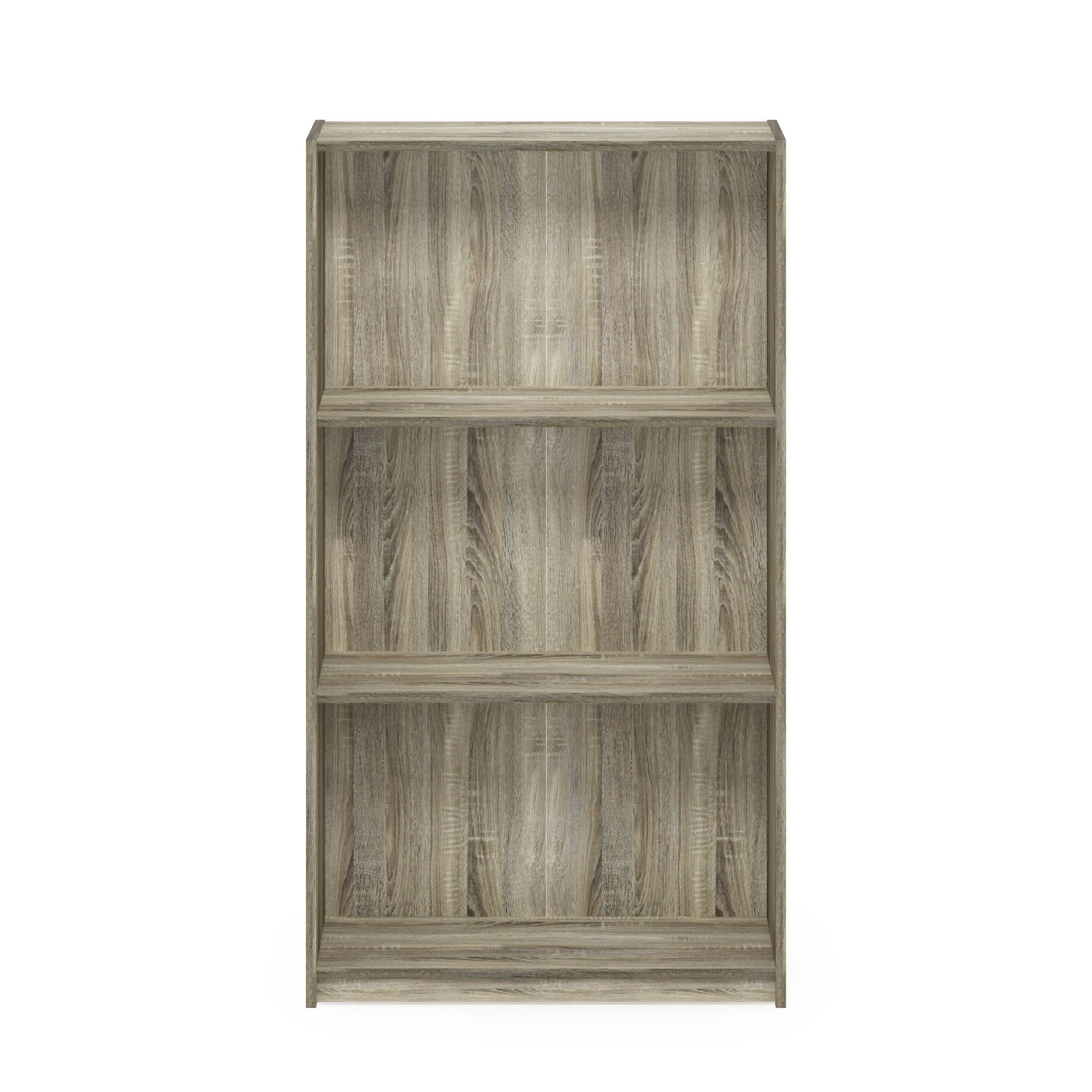 Alt View 1. Furinno - Basic 3-Tier Bookcase Storage Shelves - Sonoma Oak.