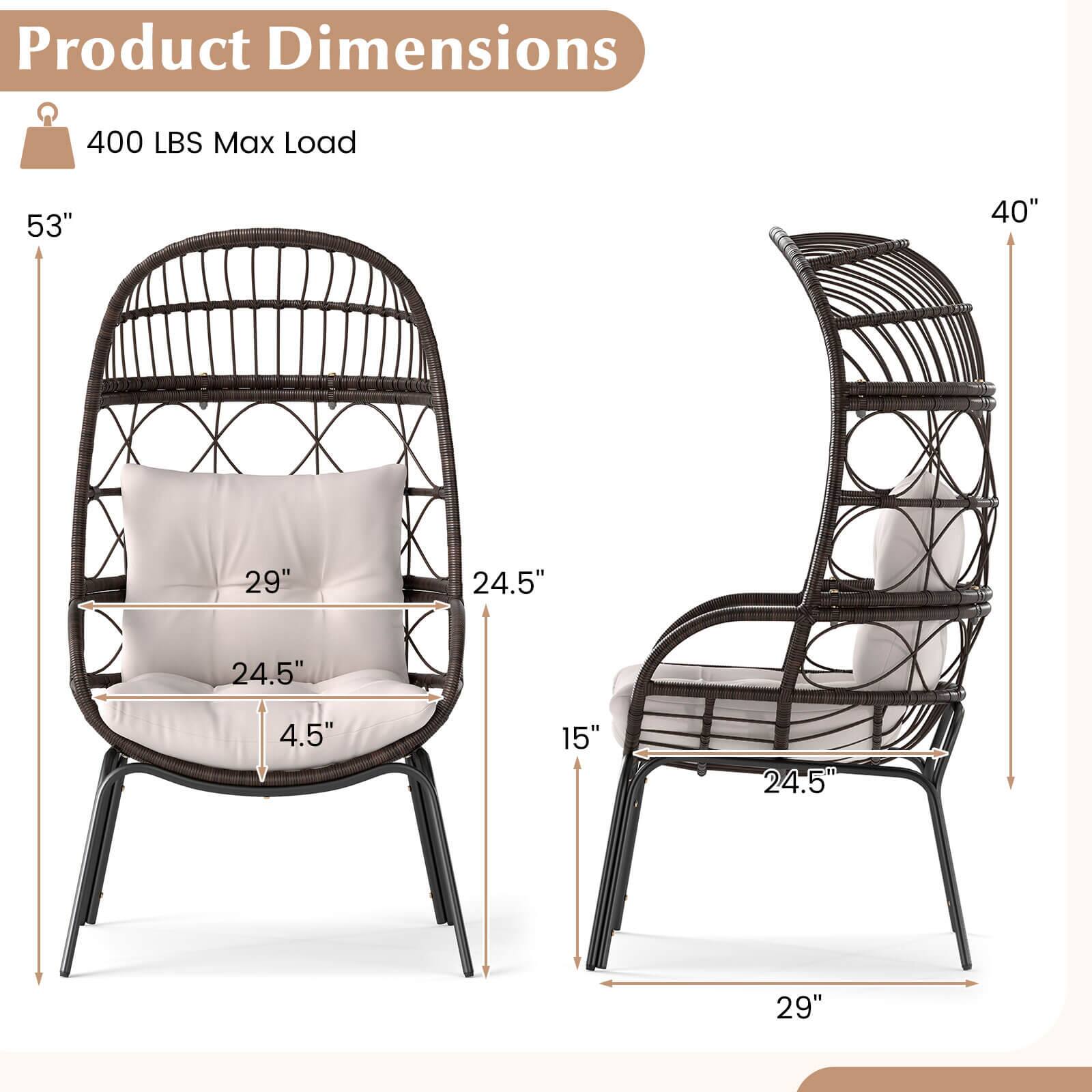 Product Dimensions  
400 LBS Max Load  
53" x 40" x 29" x 24.5" x 4.5" x 15" x 24.5" x 29"