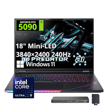 GEFORCE RTX 5090 18" Mini-LED 3840x2400 240Hz PREDATOR Windows 11 intel CORE ULTRA 9