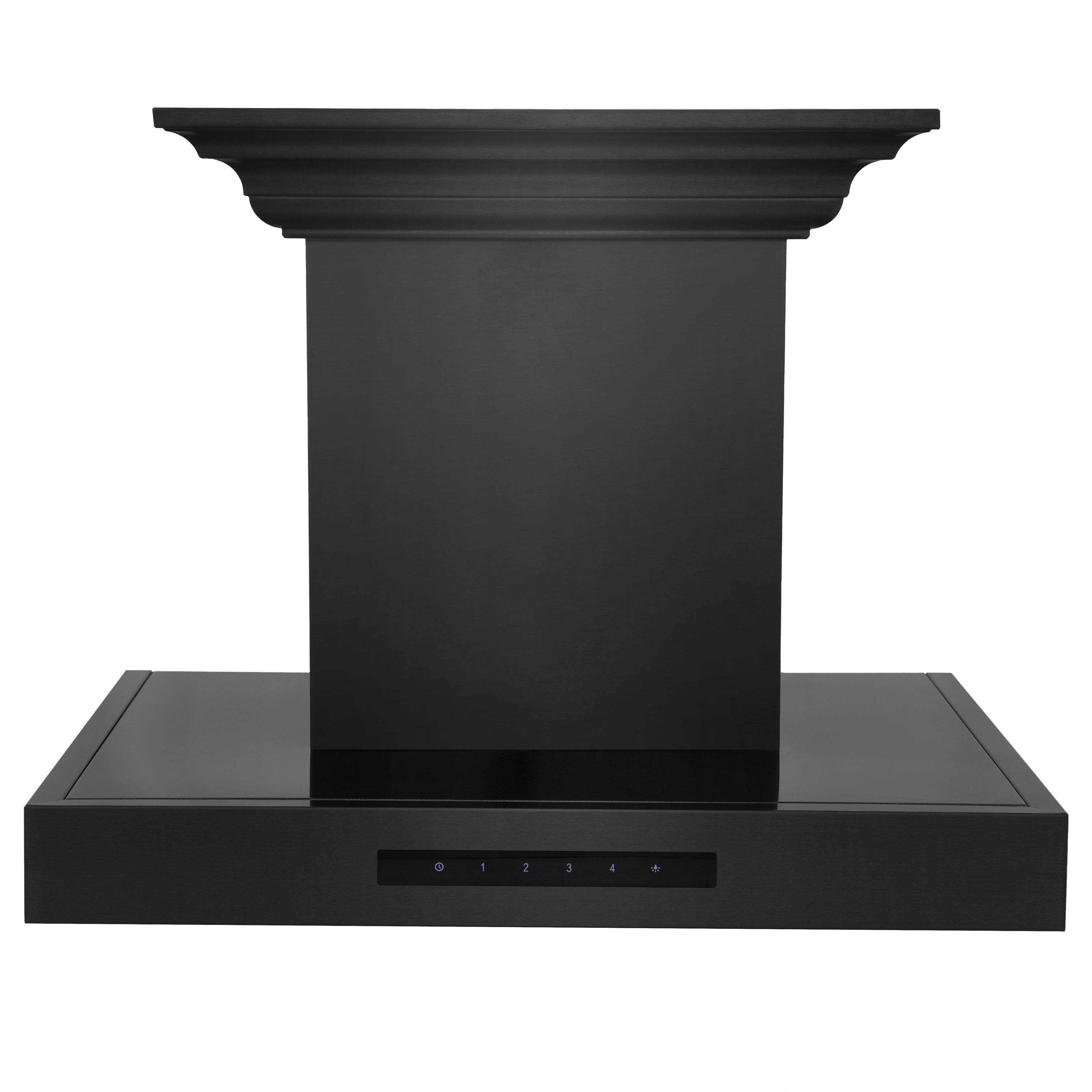 Angle. ZLINE - 24" ZLINE CrownSound™Ducted Vent Wall Mount Range Hood in Black Stainless Steel with Built-in Bluetooth Speakers - Black Stainless Steel.