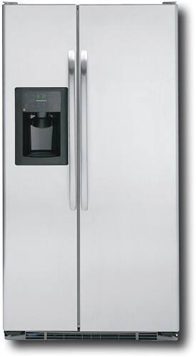 Angle Standard. GE - 23.2 Cu. Ft. Side-by-Side Refrigerator with Thru-the-Door Ice and Water - Stainless-Steel.