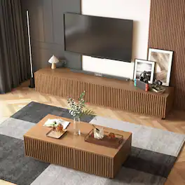 luck idea - Modern 86.61" TV Stand and Media Console & Entertainment Centers with Large Storage Space - Brown