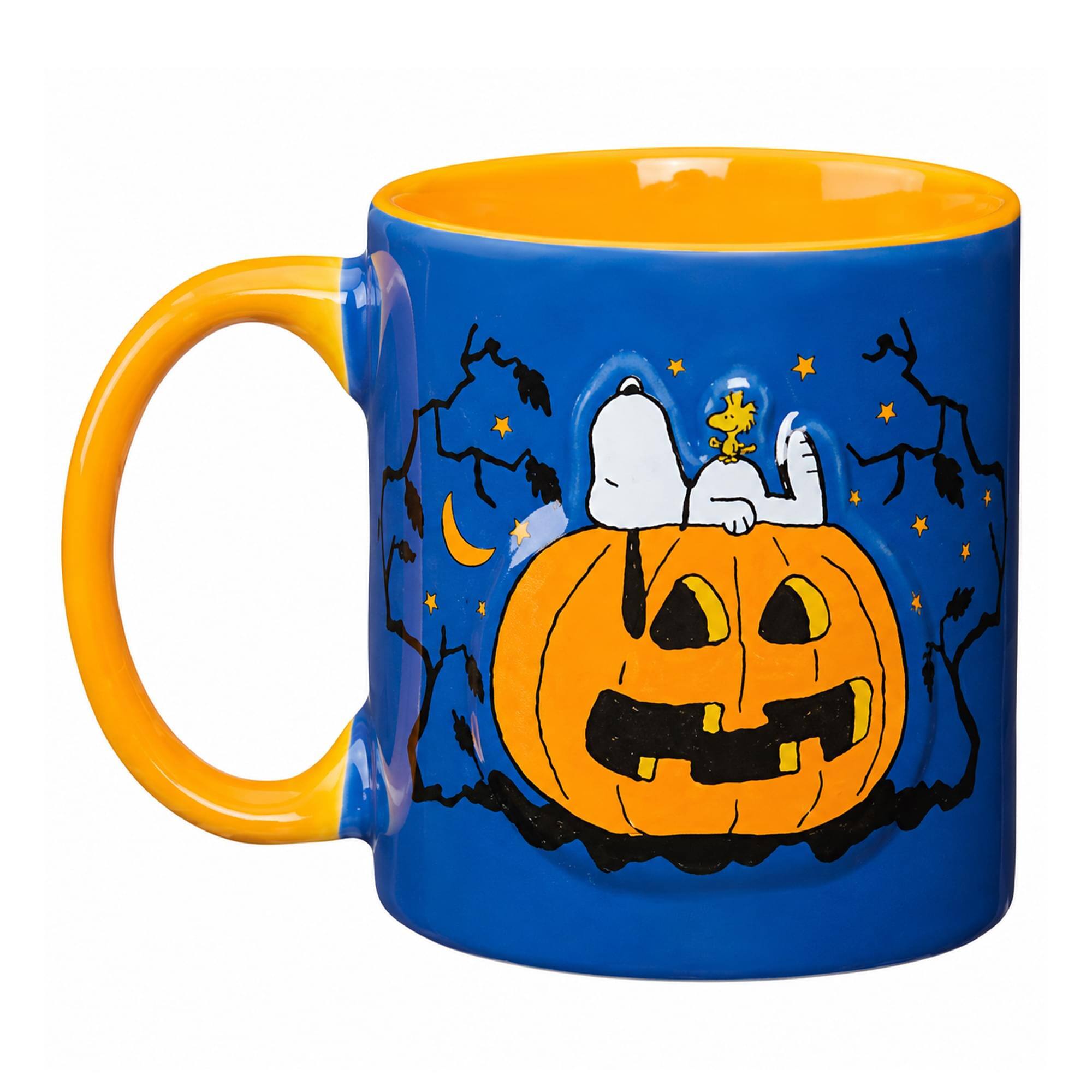 Alt View 1. ICUP - Peanuts Snoopy Pumpkin Embossed 18 Ounce Ceramic Mug - Blue.